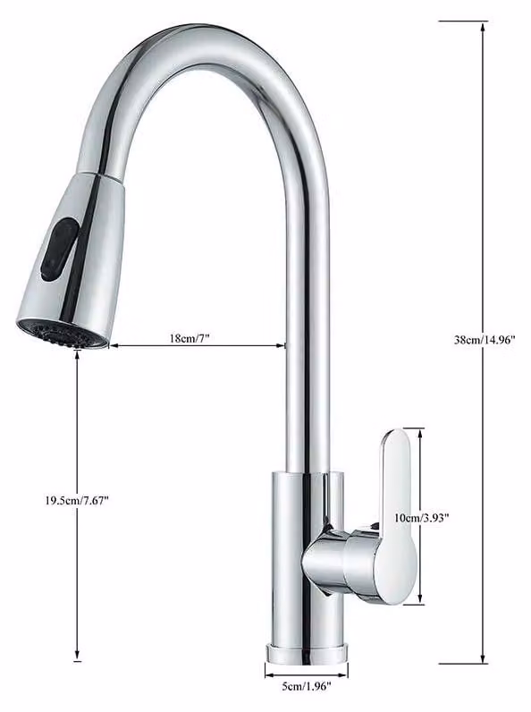 Miscelatore per cucina - Miscelatore estraibile per lavello - Miscelatore monocomando - Acqua calda e fredda - Bocchetta girevole - Montaggio su piano - Finitura in nichel spazzolato