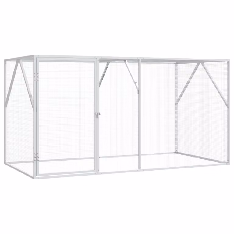 Gabbia per uccelli vidaXL in metallo Argento L: 208 cm, P: 102 cm, H: 108 cm