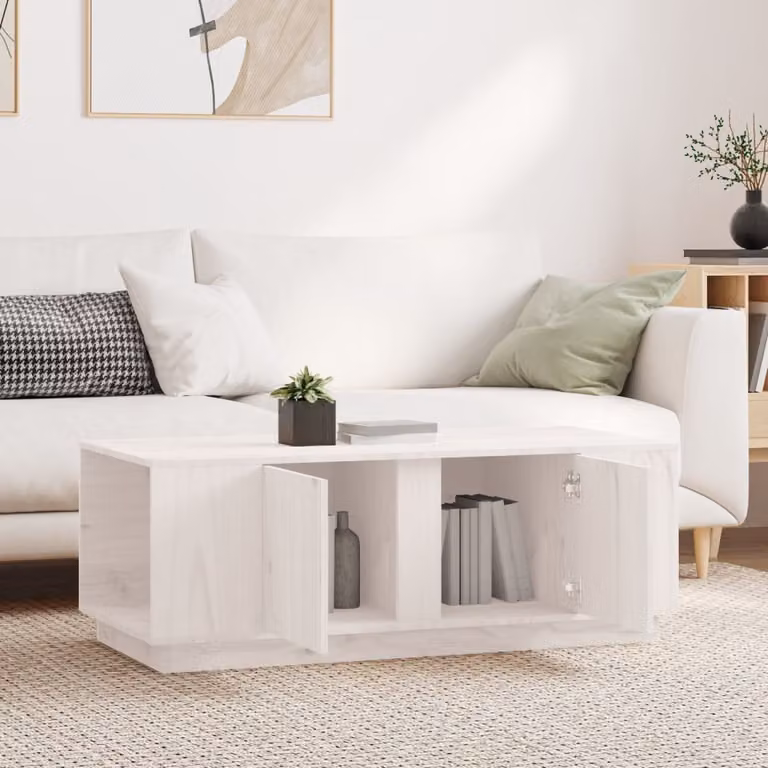 Maison Exclusive - Tavolino bianco 110x50x40 cm in legno massello di pino