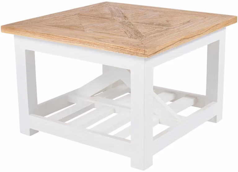 Tavolino da divano CLP Bastrop, 60 x 60 cm, quadrato, stile rustico, ideale per l'arredamento in stile country | Colore: naturale
