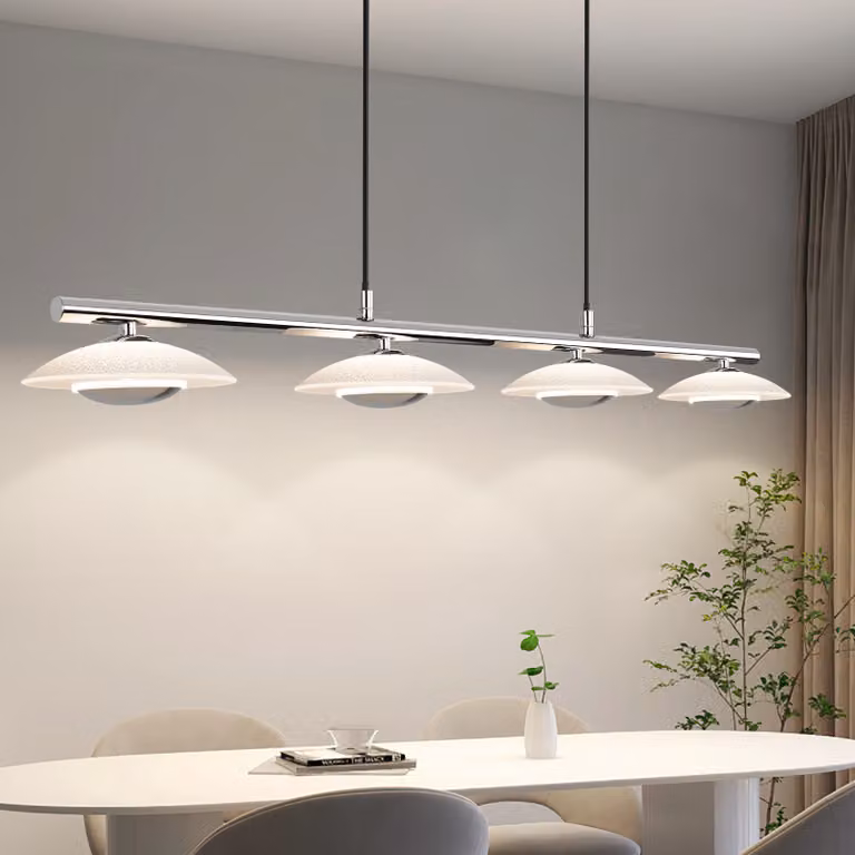 ZMH LED luce a sospensione tavolo da pranzo 4 fiamme lampada a sospensione sala da pranzo luce a sospensione vetro cromo metallo lampada a sospensione moderno soggiorno 3000K bianco caldo