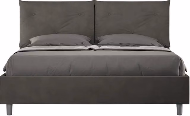 Letto matrimoniale imbottito Appia Ityhome in microfibra grigio L/P/H: 160 x 222 x 110 cm – 1
