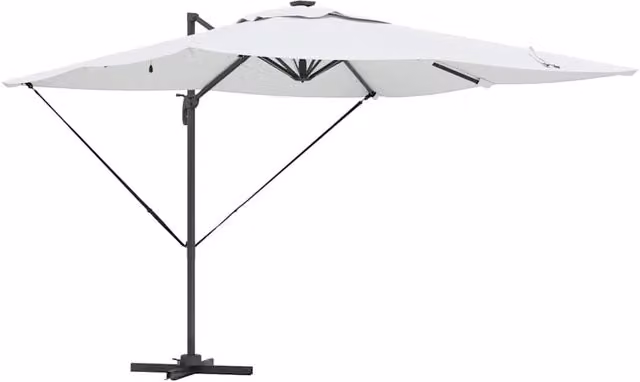 Ombrellone laterale rettangolare 286 x 284 x 270 cm con rotazione a 360° per giardino terrazza in alluminio sabbia 02_0058691