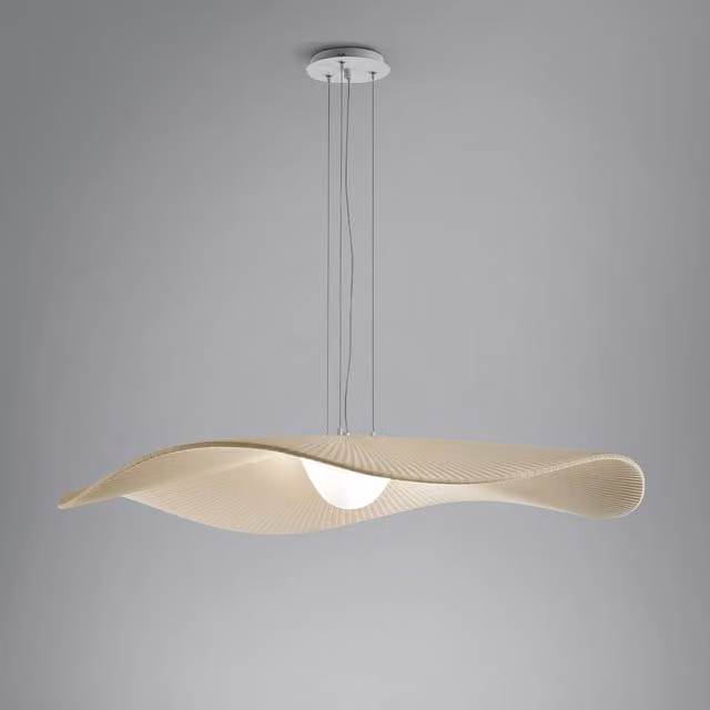Lampada a sospensione Bover Mediterrània bianca e beige con tecnologia LED dimmerabile e altezza regolabile