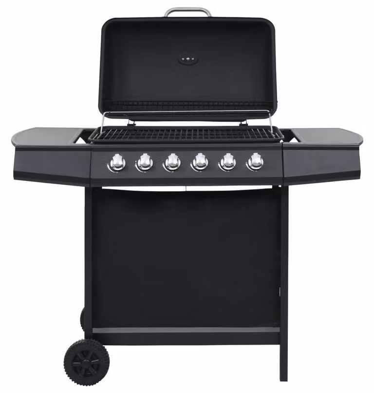 Vidaxl Griglia a gas con 6 pezzi di acciaio inox nero