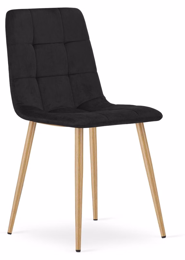 Sedia Kara in velluto nero con gambe effetto legno