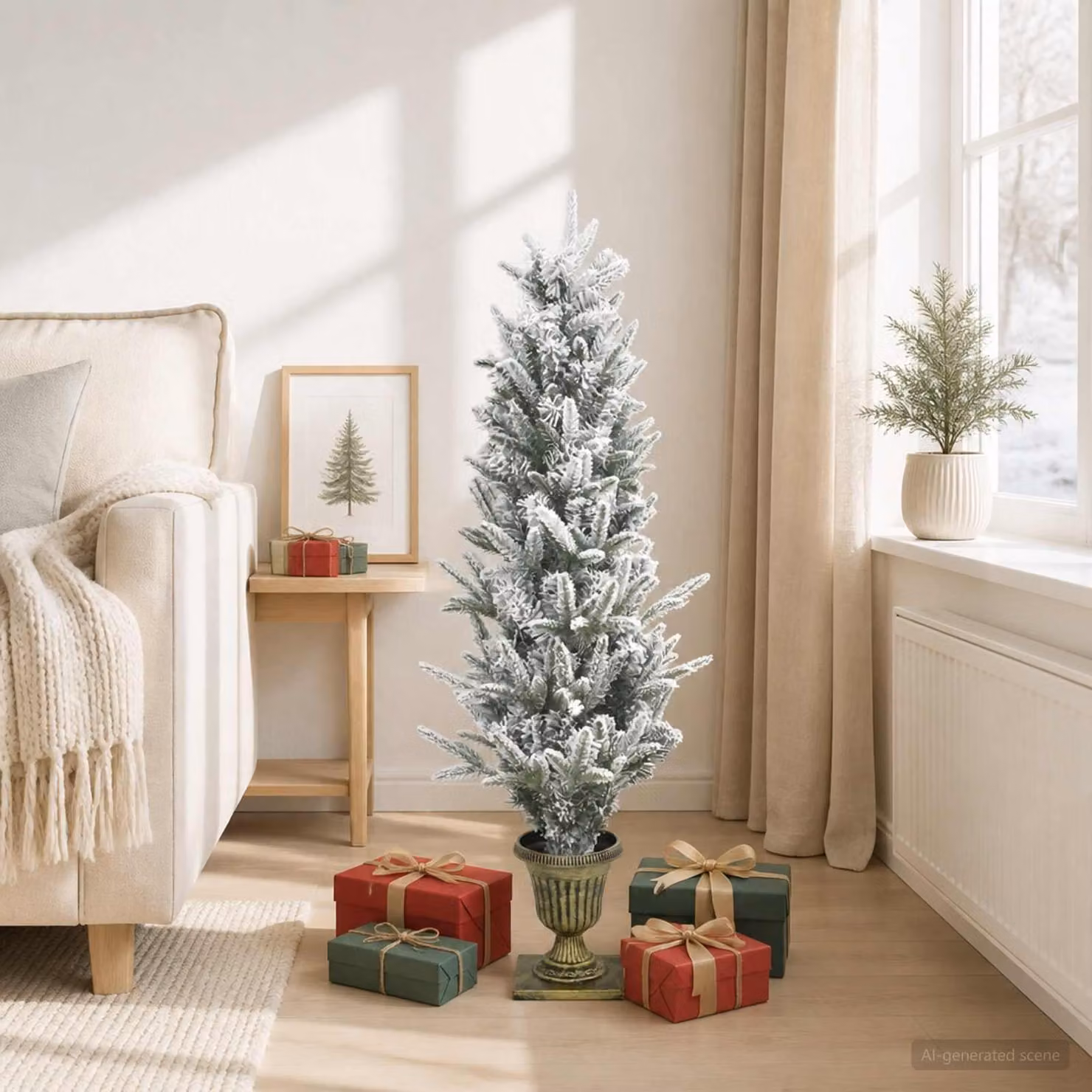 Albero di Natale mini, 120 cm, in PVC e PE, verde e bianco