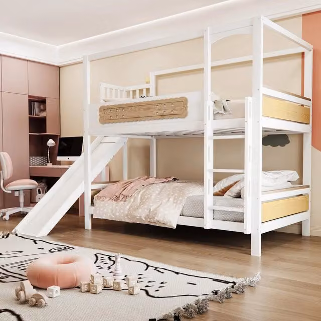 Letto a Castello Bambini con Scivolo e Scala ¨C MINIMAL ¨C Legno 90x200