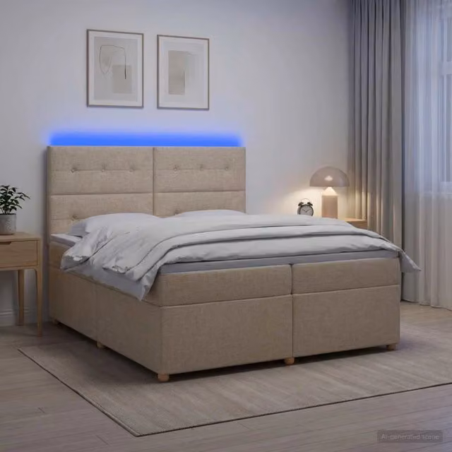 Letto box spring ibrido vidaXL con materasso a molle insacchettate e base contenitore, colore beige e bianco, L/P/H: 200 x 200 x 140,5 cm – 1
