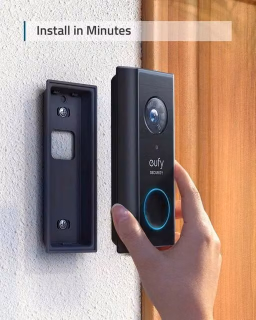 Videocitofono di sicurezza eufy con risoluzione 2K HD, riconoscimento facciale e audio, colore nero