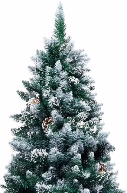 Albero di Natale artificiale vidaXL con pigne e neve bianca, colore verde e bianco, Altezza: 210 cm – 1