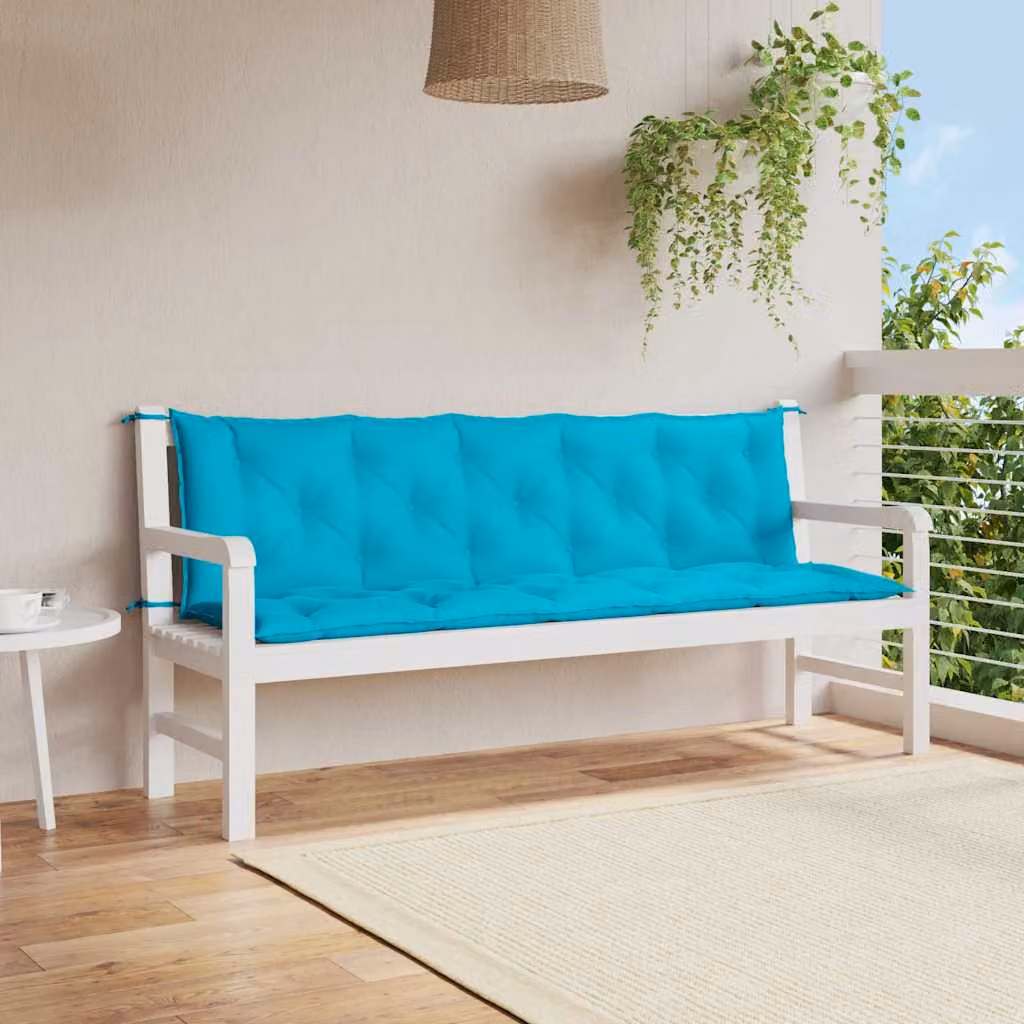 Set di 2 cuscini per panca vidaXL in tessuto Oxford turchese, impermeabili e traspiranti