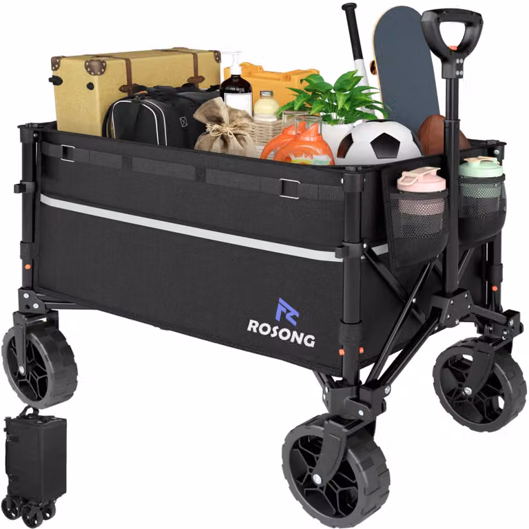 Carrello pieghevole con ruote, ideale per l'uso in giardino