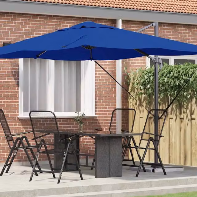 Ombrellone-Ombrello da giardino Azzurro 351 x 250 x 260 cm Poliestere e Alluminio