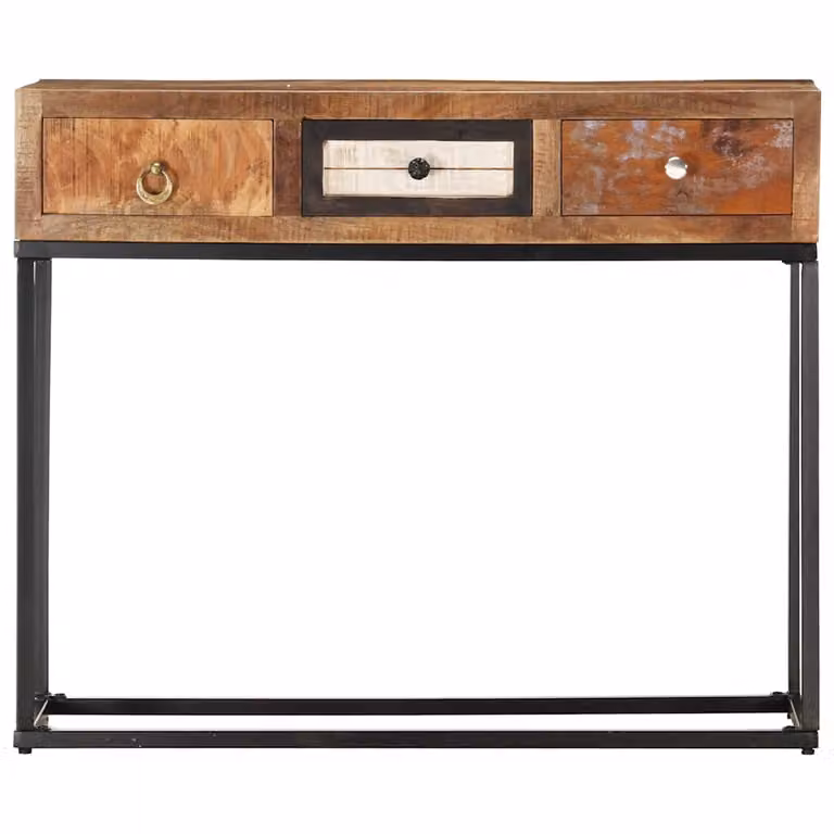 vidaXL Tavolo Consolle Oro 90x30x75 cm in Legno Massello di Recupero