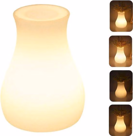 Lampada da tavolo a LED dimmerabile con telecomando, 3 livelli di intensità, ricarica USB, 1,2 W, efficienza energetica.