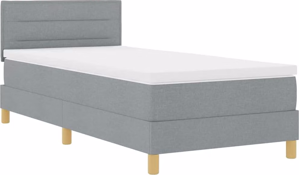 Letto boxspring a LED vidaXL con cuscini, grigio chiaro, 90 x 190 cm, tessuto