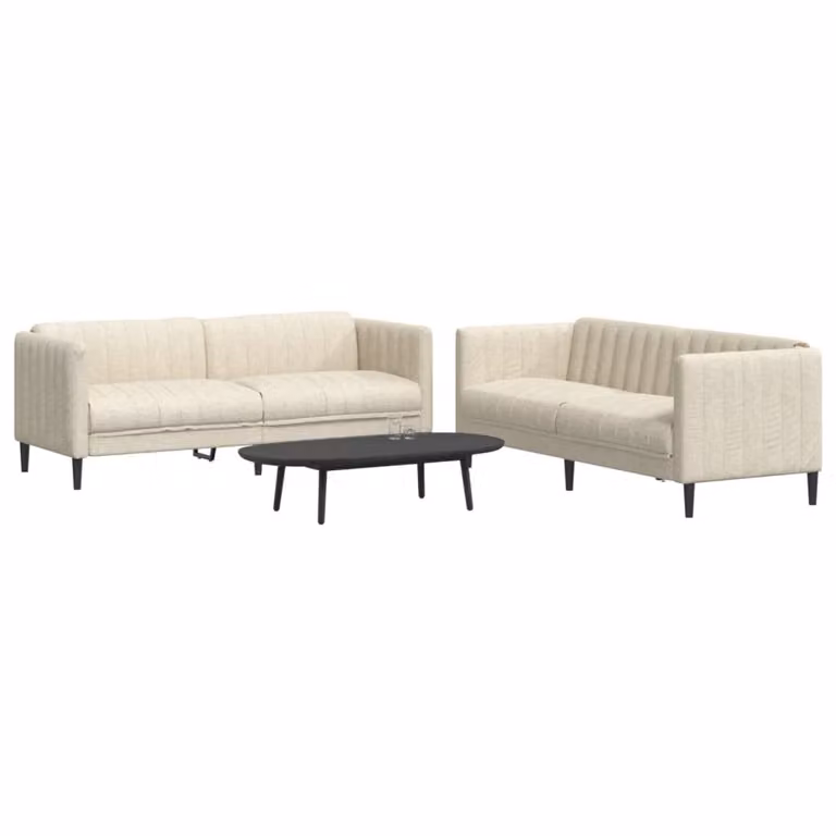 Set di 2 divani moderni vidaXL in tessuto beige con struttura in legno e cuscini inclusi per il tuo soggiorno