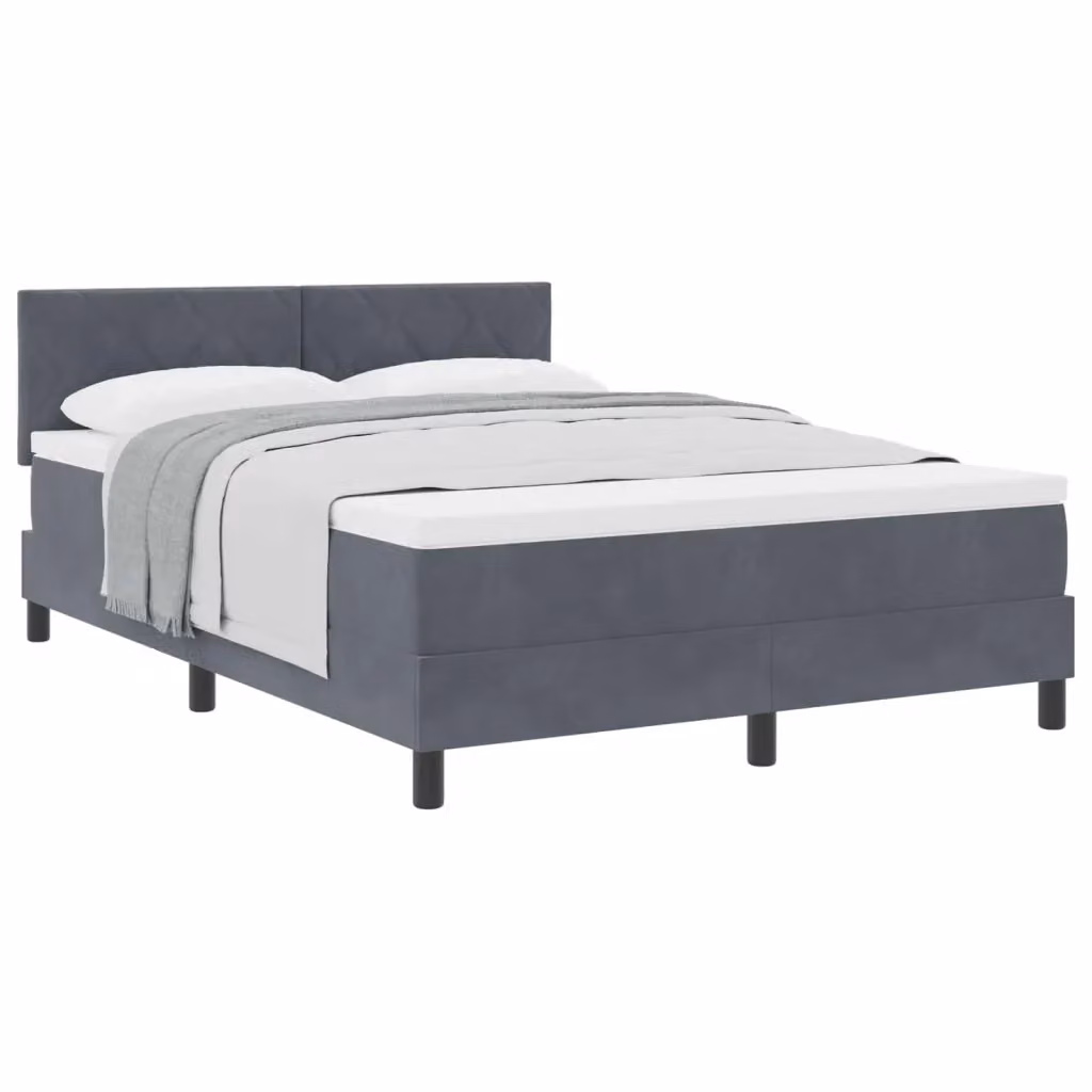Letto matrimoniale moderno vidaXL in velluto grigio con testiera e struttura in legno L/P/H: 203 x 160 x 280 cm – 2