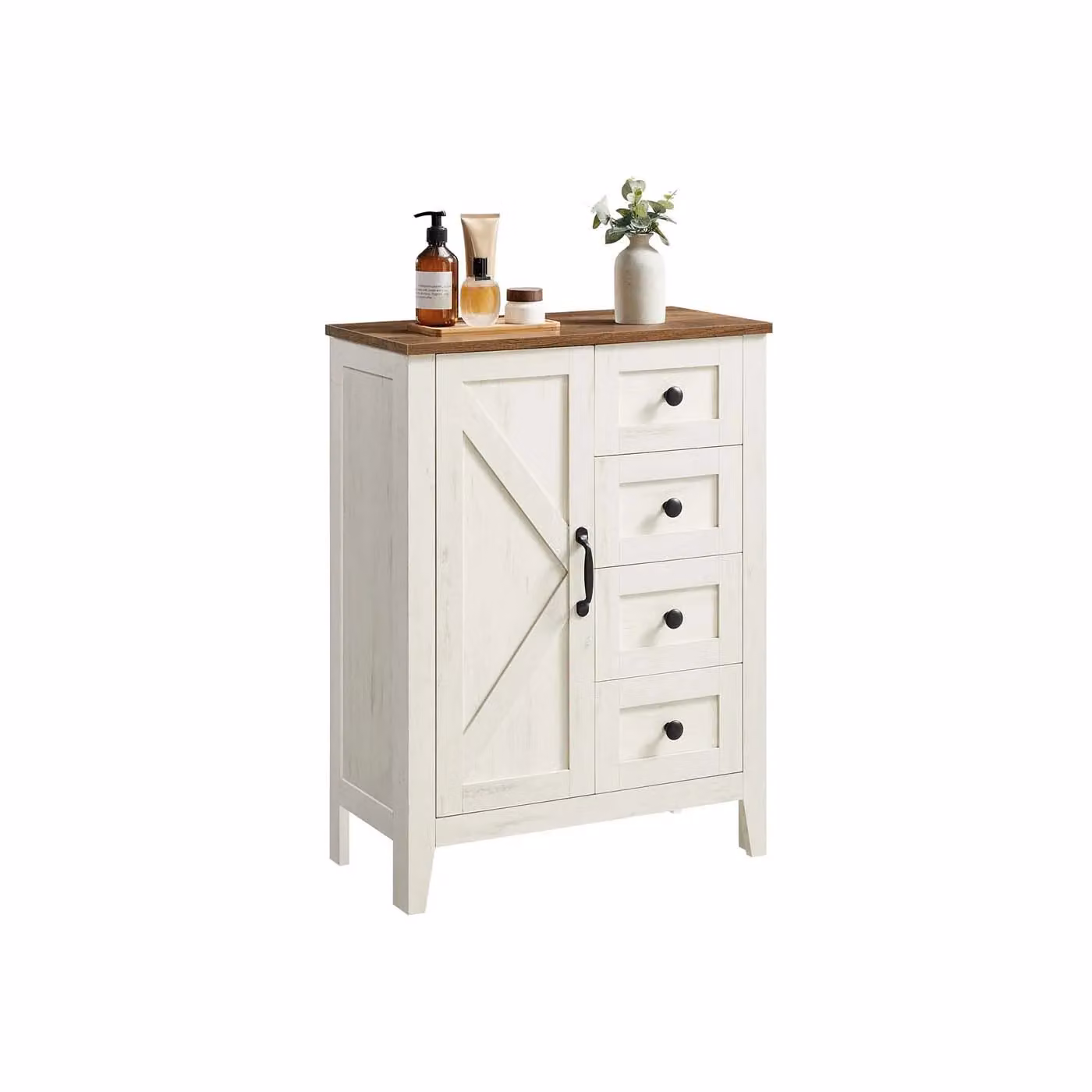 Mobile bagno farmhouse con cassetti ante fienile e ripiano regolabile