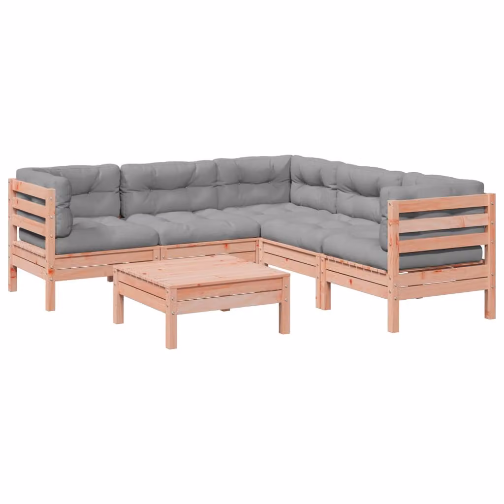 Set Divani Giardino 6 pz Cuscini Legno Massello Abete Douglas