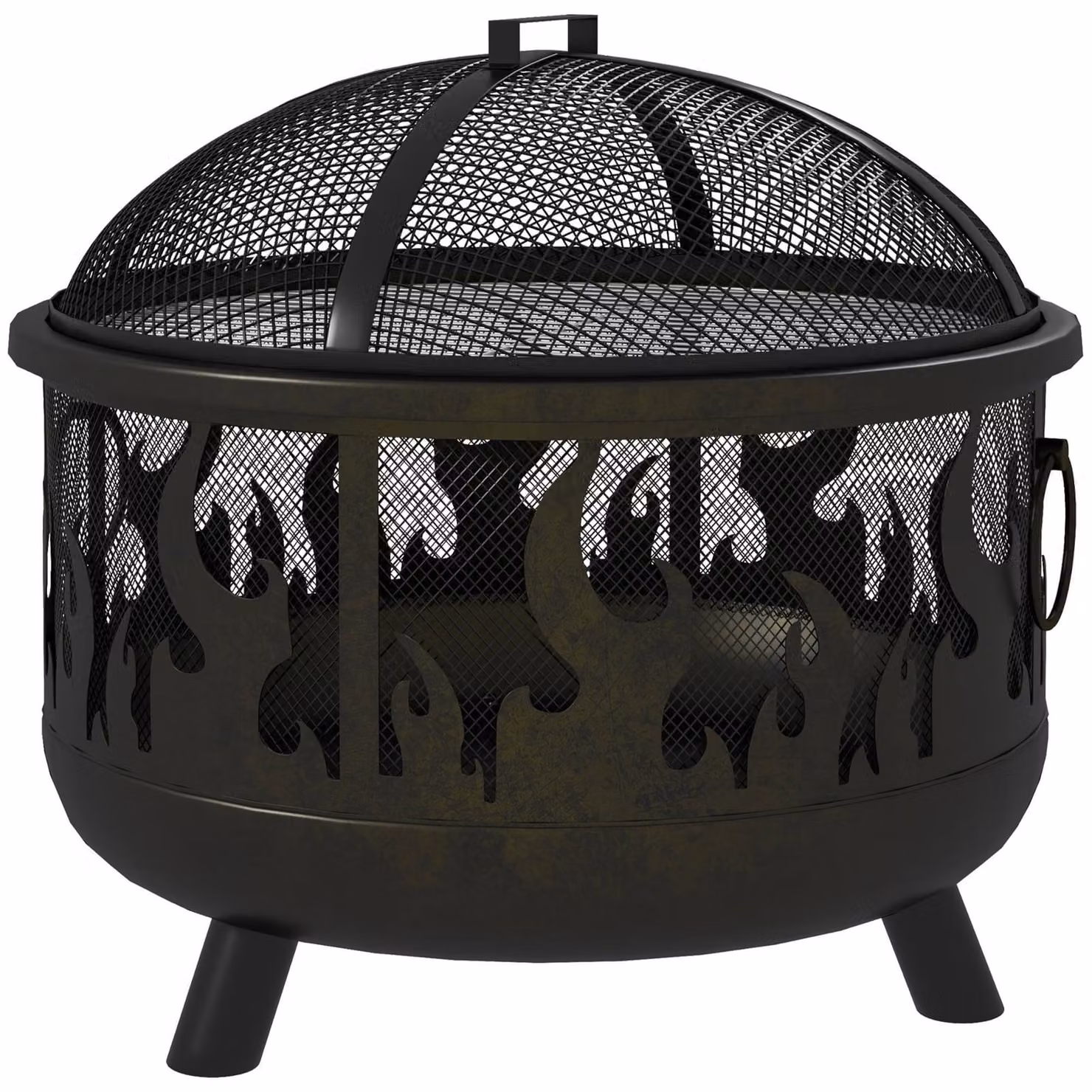 Outsunny cesto antincendio con griglia parascintille per giardino BBQ