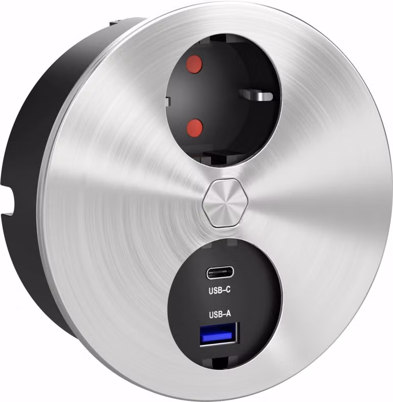 Presa da incasso doppia per cucina con USB A/C da incasso nel piano di lavoro