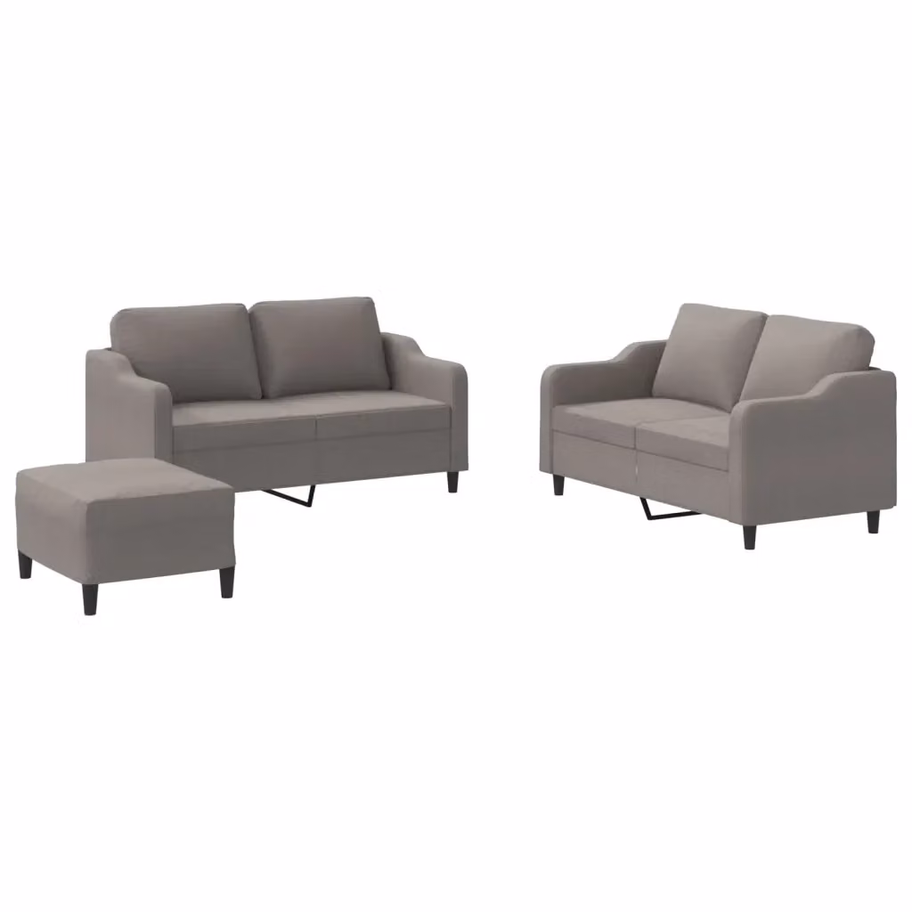 Set di divani 3 pezzi vidaXL in tessuto beige e grigio con cuscini decorativi per soggiorno in stile moderno – 2