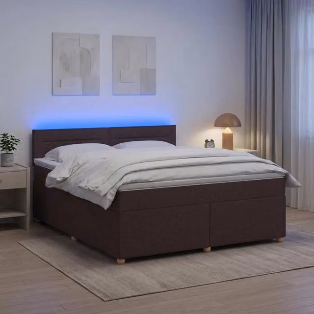 Letto box spring ibrido vidaXL con materasso a molle insacchettate e base contenitore, con illuminazione sottostante e porta USB, L/P: 140 x 200 cm