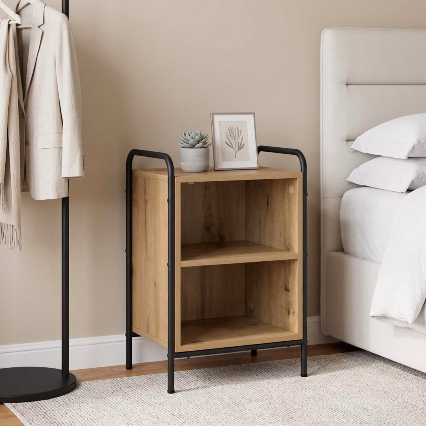 Armadio da Notte Moderno vidaXL in Legno e Metallo Marrone L: 40 cm, P: 30 cm, H: 60 cm