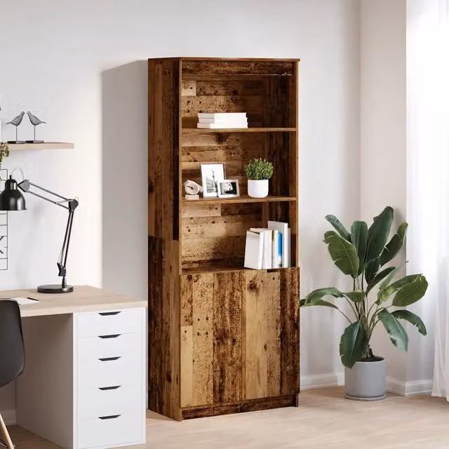 Credenza in legno stile antico marrone vidaXL con ante a battente e ripiani interni L: 70 cm, P: 35 cm, H: 180 cm