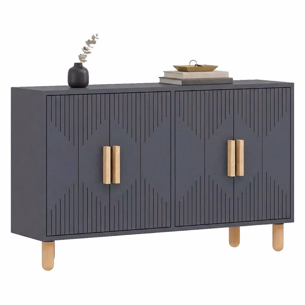 Madia Colzano DMORA in legno con design moderno e geometrico, colore nero antracite, L 120 x P 30 x H 74 cm – 2