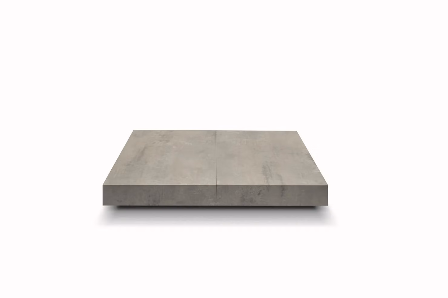 Tavolino CAMOGLI in legno, finitura in grigio cemento e metallo verniciato nero, trasformabile in tavolo da pranzo 120×80 cm – 220×80 cm altezza da 30 a 77 cm