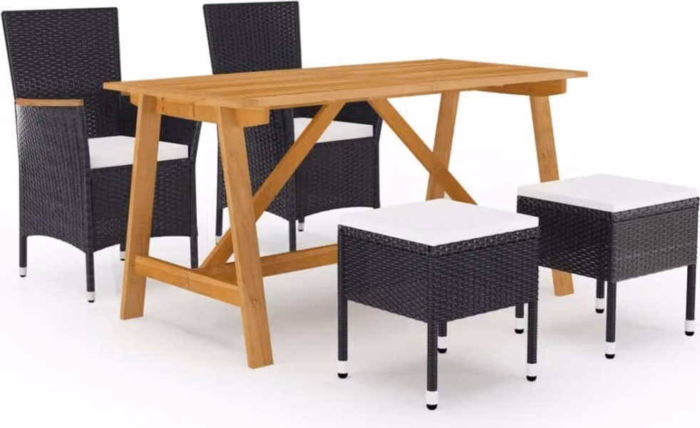 Maison Exclusive - Set da pranzo da giardino 5 pezzi nero