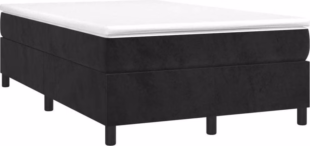 Giroletto a Molle con Materasso Nero 120x200 cm in Velluto