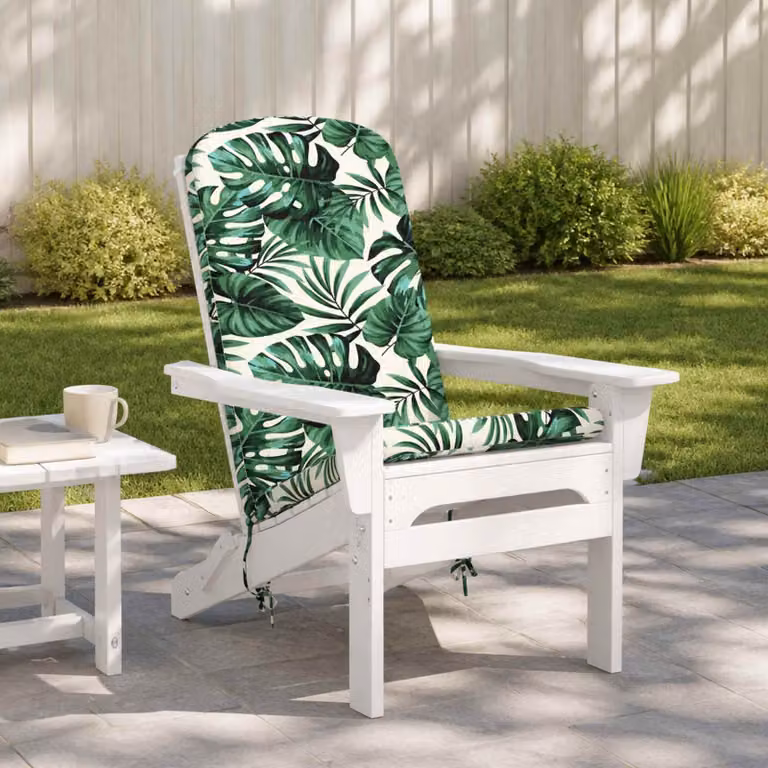 Cuscino per Lounger Sole vidaXL GEMERT Verde con Motivo a Foglie in Poliestere Lavabile e Resistente ai Raggi UV