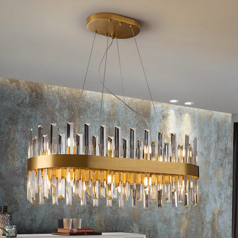 Schuller Valencia Lampada a sospensione in vetro Grace, Ottone / Oro, Soggiorno / Sala da pranzo, Metallo, Lampada a sospensione