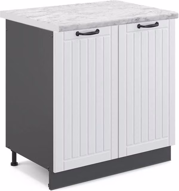 Mobile lavello cucina Fame-Line Bianco rustico/Antracite 80 cm, PL Marmo Vicco