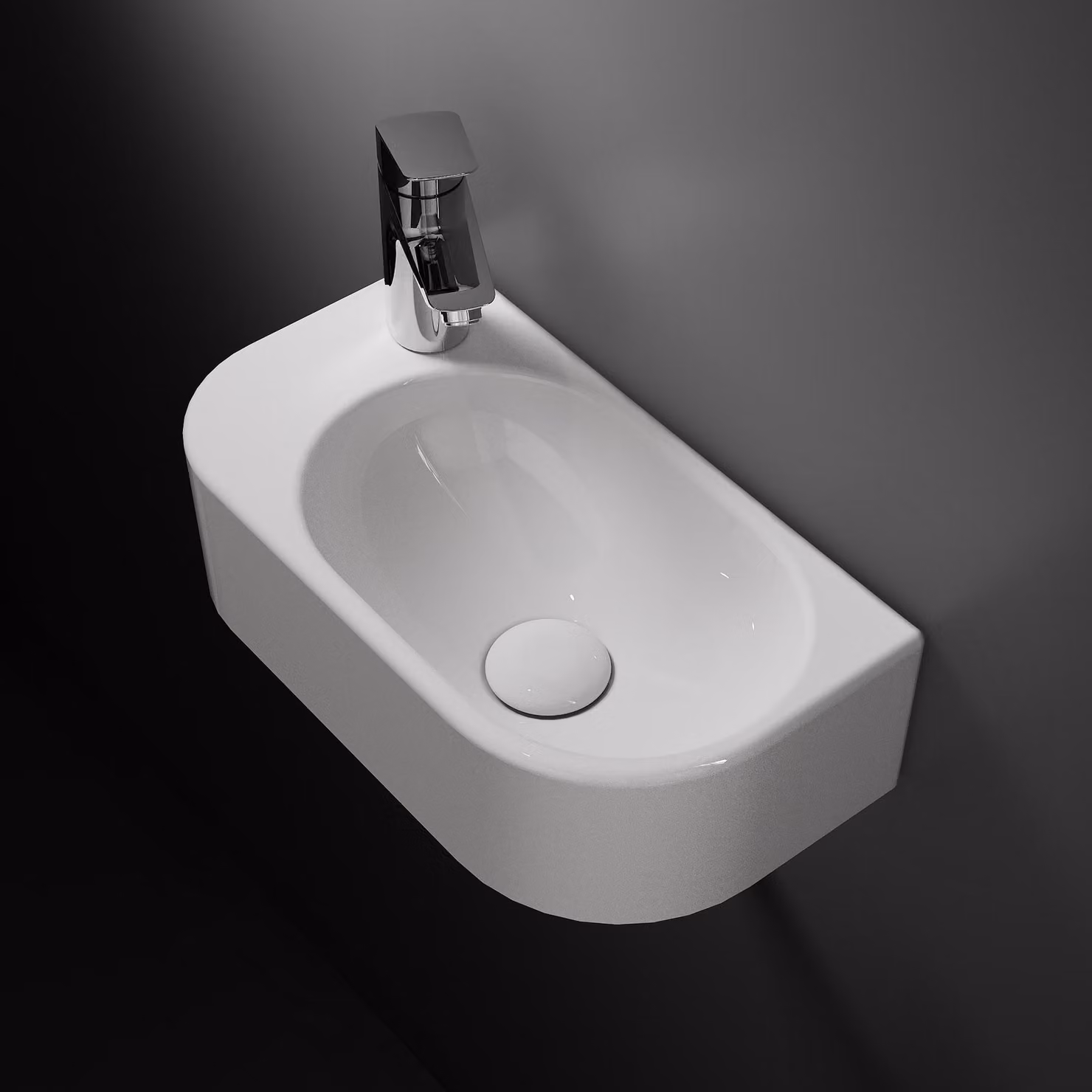 HOROW Lavabo sospeso Lavabo da appoggio Lavabo a parete Lavabo con foro per rubinetto, senza sfioratore, foro per rubinetto a sinistra