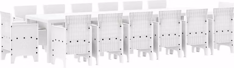 Set da Pranzo per Giardino 15 pcs Bianco Rattan Polt