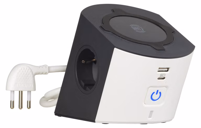 Prese da tavolo BTICINO S3714DBUW, 5 prese, caricabatterie wireless da 15 W, USB A