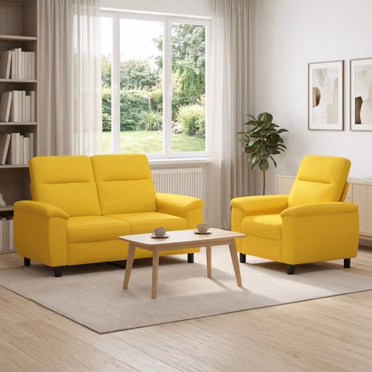 Set di 2 divani moderni vidaXL in tessuto giallo con struttura in metallo per il tuo soggiorno