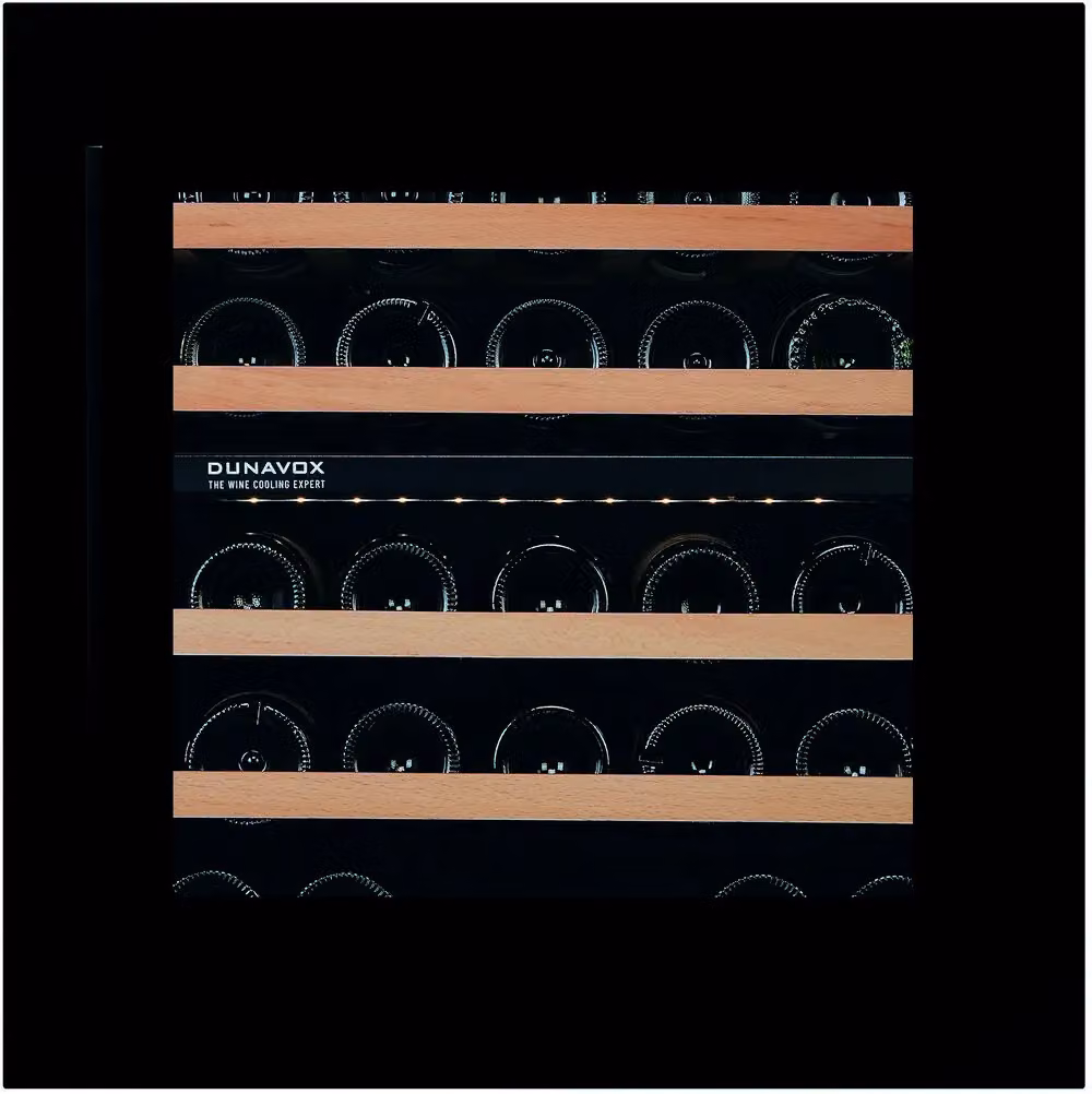Cantina Linea Joy porta 'full glass' nera con maniglia nera, classe G, 26 bottiglie - DXJ-26.69DB