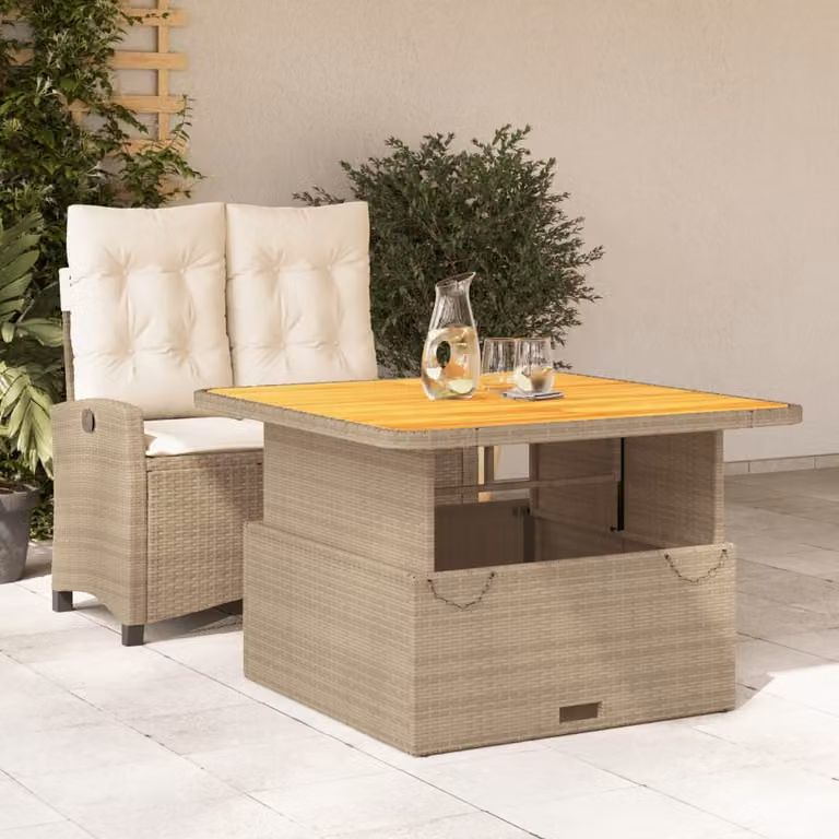 Maison Exclusive - Set da Pranzo da Giardino 2 pz con Cuscini Beige in Polyrattan