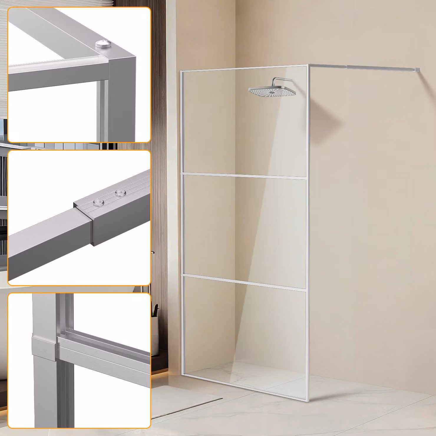 Jayseuw cabina doccia 120X200cm schermo doccia per cabina doccia ESG vetro di sicurezza 5mm argento