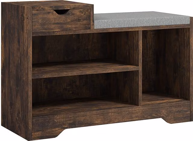 Panca porta scarpe HOMCOM marrone con 1 cassetto e 3 scomparti, L: 76,5 cm, P: 30 cm, H: 52 cm
