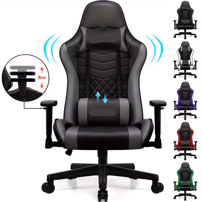 Sedia da gaming ergonomica – Sedia da ufficio – Schienale regolabile in altezza – Braccioli regolabili in 4 direzioni
