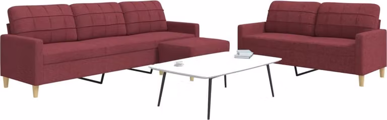 Maison Exclusive - Set divano a 3 pezzi con poggiapiedi in tessuto bordeaux