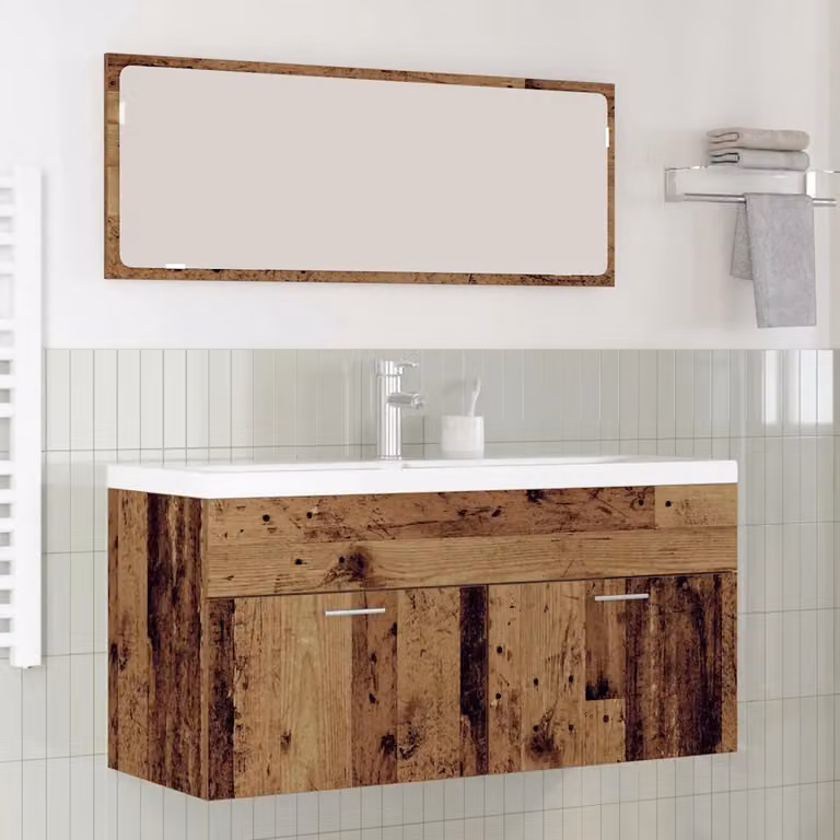 Mobile da bagno vidaXL in legno vecchio marrone L 100 x P 38,5 x H 46 cm