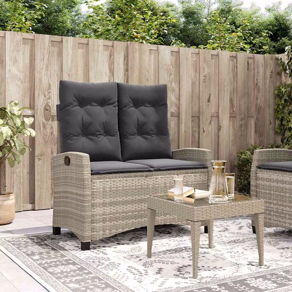 Panca Reclinabile da Giardino vidaXL in Polyrattan e Metallo, Grigio